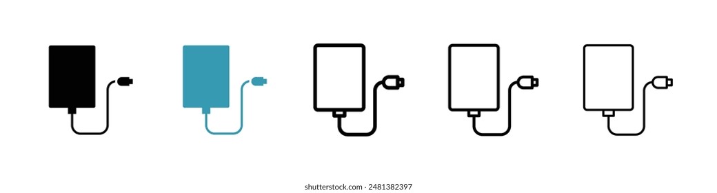 External hard drive line icon vector set.