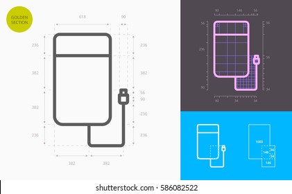 external hard drive line icon (golden section)