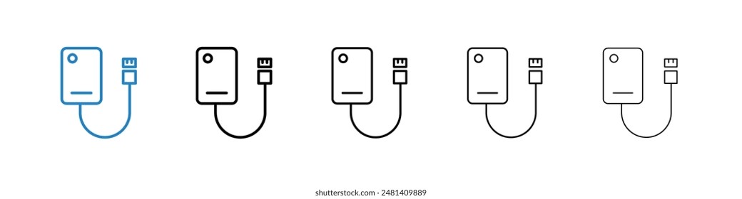 External hard drive liner icon vector set.