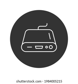 External hard drive round vector icon. Hard disk drive flat sign. Portable Power bank icon symbol pictogram