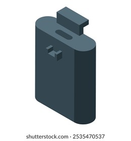 External hard drive using usb cable for connection isometric view isolated on white background