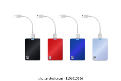 External Harddisk drive with USB cable Isolate on white background.