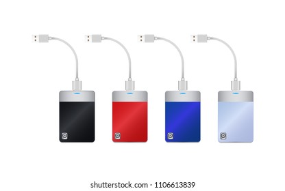 External Harddisk drive with USB cable Isolate on white background.