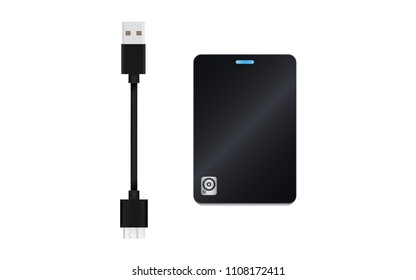 External Harddisk drive with USB3 cable Isolate on white background.