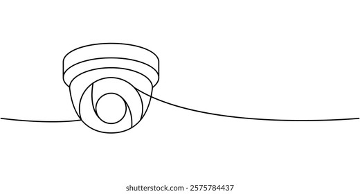 External home camera one line continuous drawing. Security surveillance system. Vector illustration