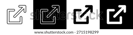 External icon set in line and glyph style on black and white background