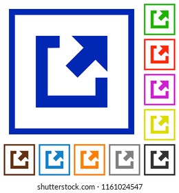 External link flat color icons in square frames on white background