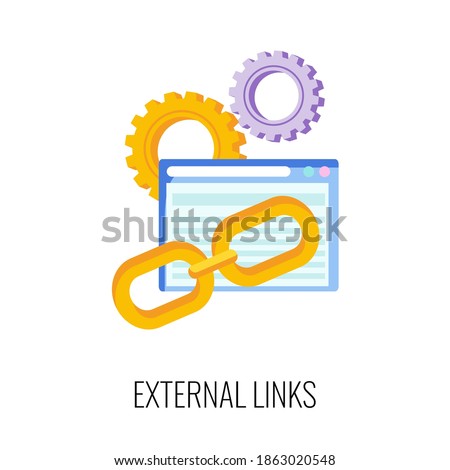 External link flat icon. SEO, increase the quantity and quality of traffic to website. Digital marketing. Content strategy for online promotion. Marketing and advertising. Flat vector illustration.