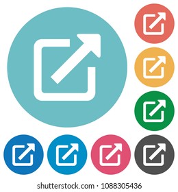 External link flat white icons on round color backgrounds