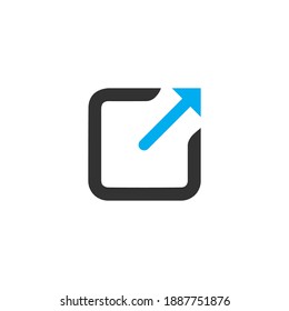 External Link Icon with Arrow and Box, Open in new window flat icon. Stock Vector illustration isolated