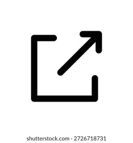 Ícone de link externo com seta saindo de um quadrado, representando navegação ou compartilhamento na Web
