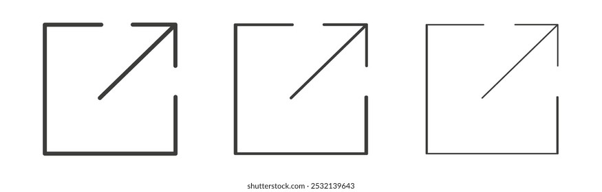 External link icon in fill and three stroke sizes