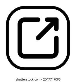 external link Icon. Flat style rounded rectangle isolated on white background. Vector illustration