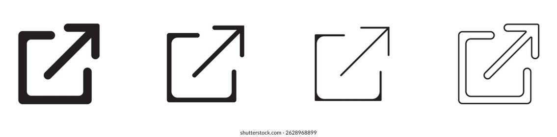 Conjunto de ícones de link externo. Coleção de ícones de link externo. ilustração vetorial. ícone sólido e de estrutura de tópicos.