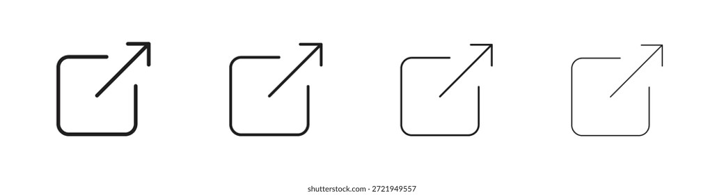 Los iconos de Enlace externos delinean el diseño de Vector negro. Línea con trazo editable.