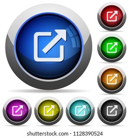 External link icons in round glossy buttons with steel frames