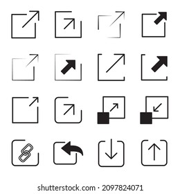 Externe Verknüpfungssymbole gesetzt. Externe Link Pack-Vektorelemente für Infografik-Web