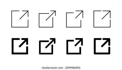 Iconos de vínculos externos establecidos. símbolo y signo de vínculo. símbolo de hipervínculo