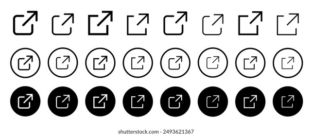 External link icons. Web chain open link to attached website. External link icon vector sign. 