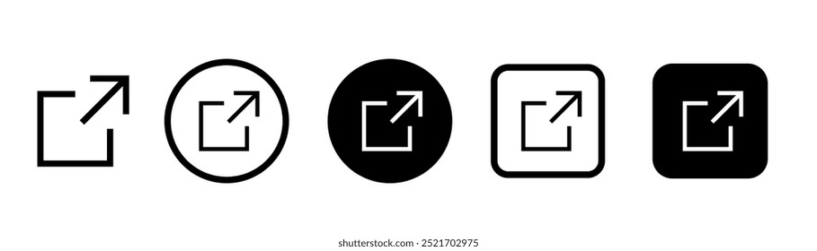 Symbole für externe Links. Webketten-Link zur angehängten Website öffnen. Vektorzeichen des externen Links. 