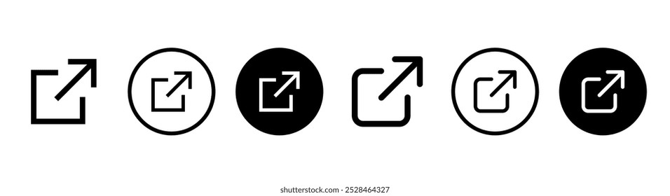 Ícones de links externos. Link aberto de cadeia da Web para o site anexado. Sinal de vetor de ícone de link externo. 