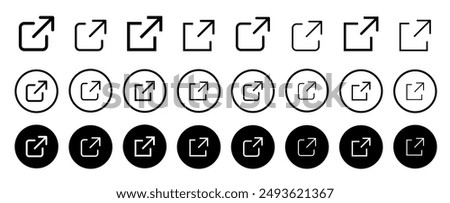 External link icons. Web chain open link to attached website. External link icon vector sign. 