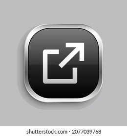 external link line icon design. Glossy Button style rounded rectangle isolated on gray background. Vector illustration