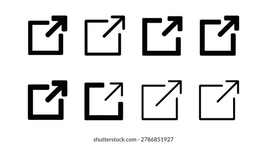 External link redirection arrow icons set symbol vector illustration