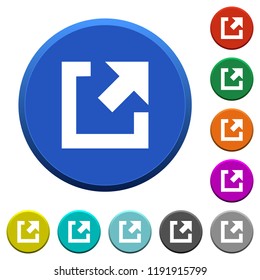 External link round color beveled buttons with smooth surfaces and flat white icons