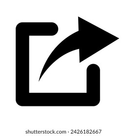 External link silhouette icon. Share arrow icon. Vector.