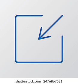 External link simple icon, vector. Flat design. Paper cut design. Cutted blue symbol with shadow. Gray background.ai