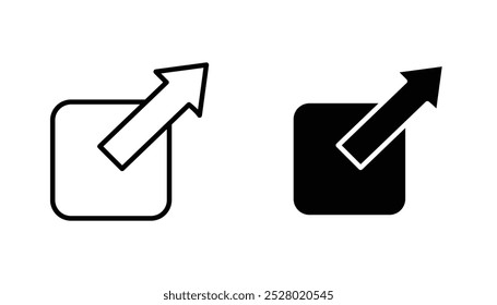 External link vector icon set in black and white color.