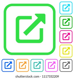 External link vivid colored flat icons in curved borders on white background