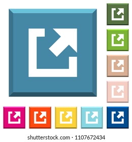 External link white icons on edged square buttons in various trendy colors