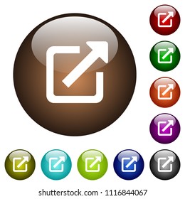External link white icons on round color glass buttons