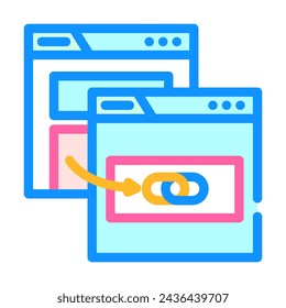 vector de icono de color seo de enlace externo. signo seo de enlace externo. ilustración de símbolo aislado