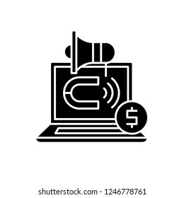 External marketing black icon, vector sign on isolated background. External marketing concept symbol, illustration 