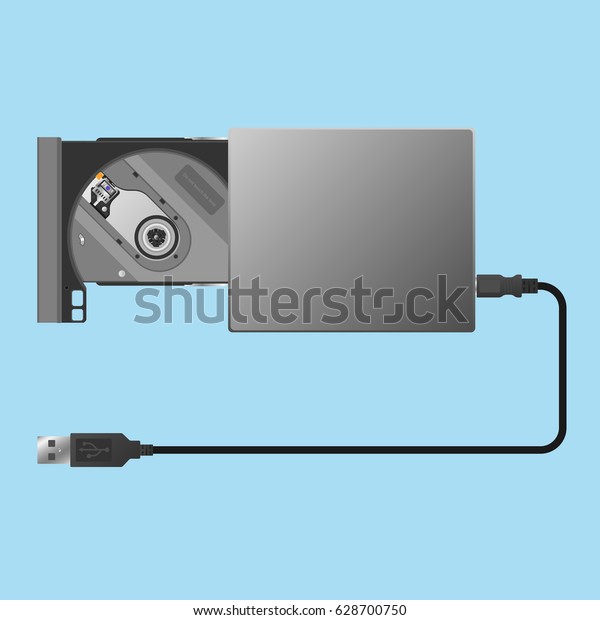 External optical DVD drive open or eject with USB\
connector disc read\
write