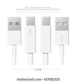 external peripherals interface cable isolated on white background. vector, thunderbolt PCI Express and Display Port icons design. computer peripheral or monitor high speed connector supply