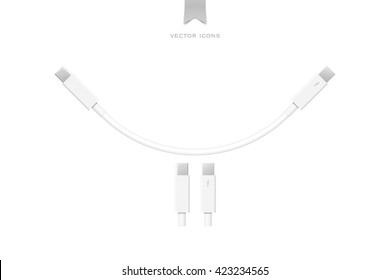 external peripherals interface cable isolated on white background. vector PCI Express and Display Port icons design. computer peripheral or monitor high speed connector supply. vector thunderbolt sign