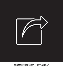 External share line icon, outline vector logo illustration, linear pictogram isolated on black