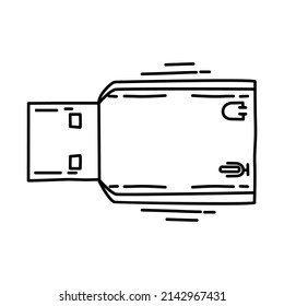 Tarjeta de sonido externa parte del vector de conjunto de iconos dibujado por mano de equipo y hardware.