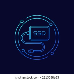 External Ssd Icon, Linear Design