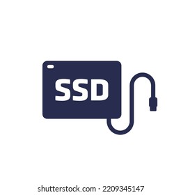 External Ssd Icon On White, Solid State Drive