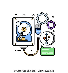 External Storage Fill Color Icon, Vector illustration.