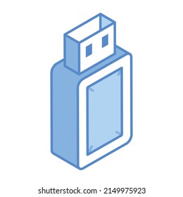External storage, an isometric icon of USB

