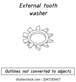 external tooth washer fastener outline blueprint