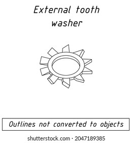 external tooth washer fastener outline blueprint