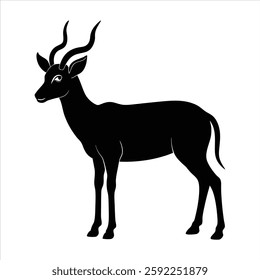 "Extinct animal Blue Buck silhouette vector illustration. A high-quality, detailed design of the rare, extinct antelope, perfect for logos, prints, and digital use. Ideal for wildlife conservation the