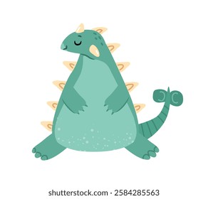 Extinct animal from prehistory times, isolated ankylosaurus dinosaur. Vector dino character with spikes and long tail. Ankylosaurus, herbivore dinosaur with heavily armored body and distinctive tail